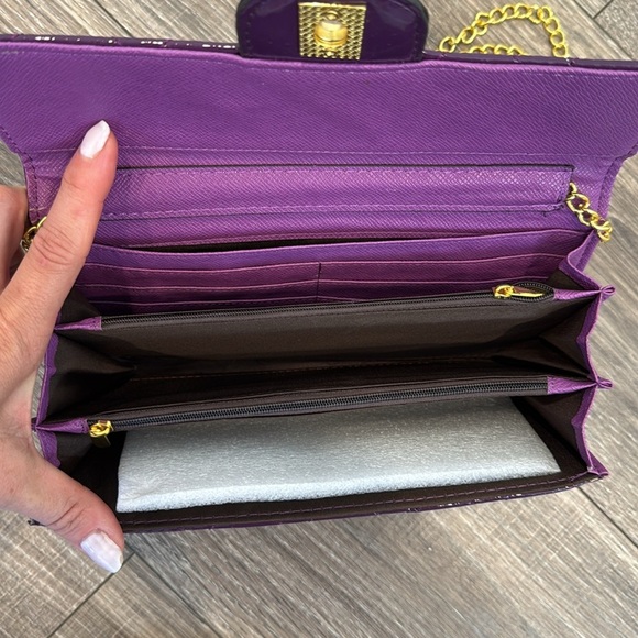 INSPIRED Purple Quilted Leather Clutch (new) - Picture 2 of 3